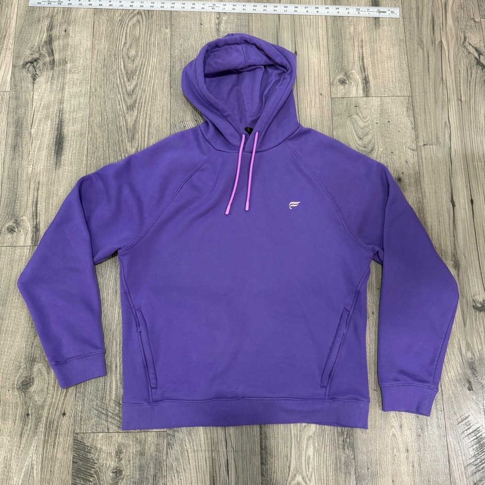 Fabletics Go-To Pullover Hoodie Purple Raglan Sleeve Sweatshirt Womens L